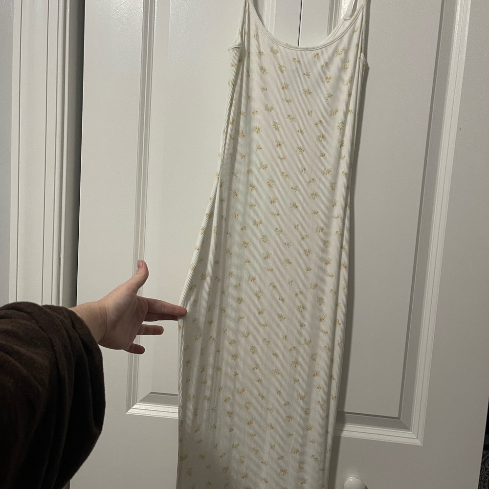 SKIMS White and Yellow Floral Maxi Dress